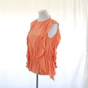 Alice + Olivia Silk Peach Ruffle Blouse